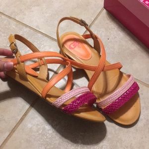 Girls cute pink and orange sandals.